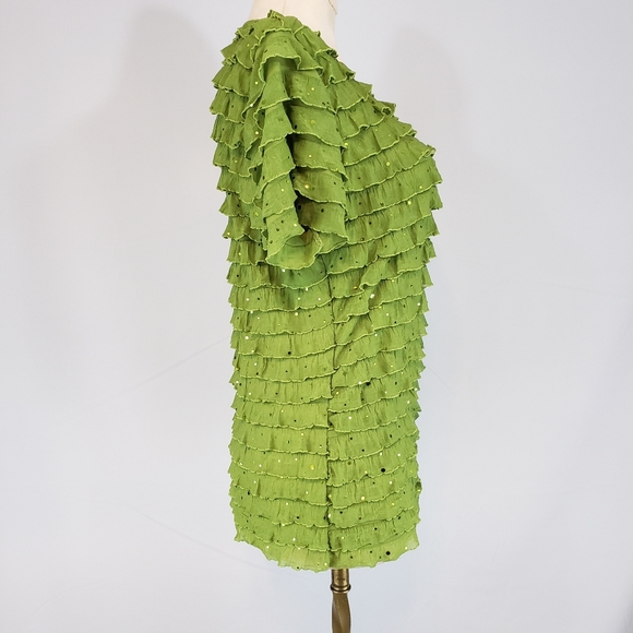 Cato green ruffled top with sequins size Small - Picture 2 of 7